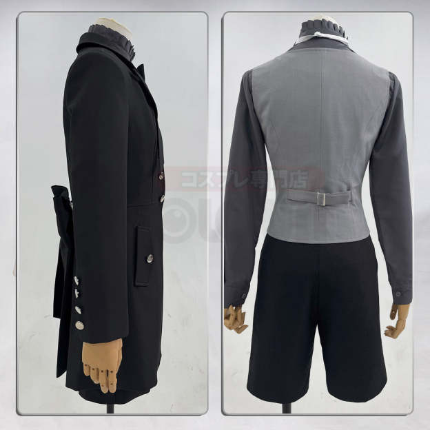HOLOUN Butler Anime Ciel Phantomhive Cosplay Costume Black Coat Shorts Shirt Vest Animation Convention Halloween Christmas