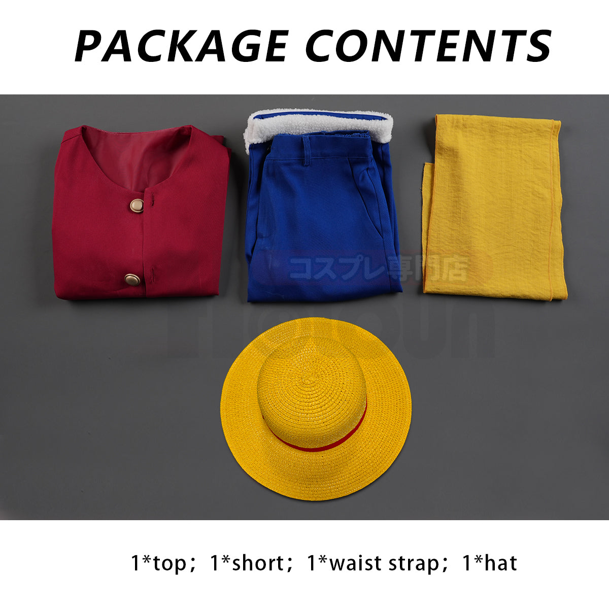 HOLOUN ONE Anime Monkey D. Luffy Cosplay Costume Straw Hat Adult Version Top Shorts Hat Waist Strap Cos Convention