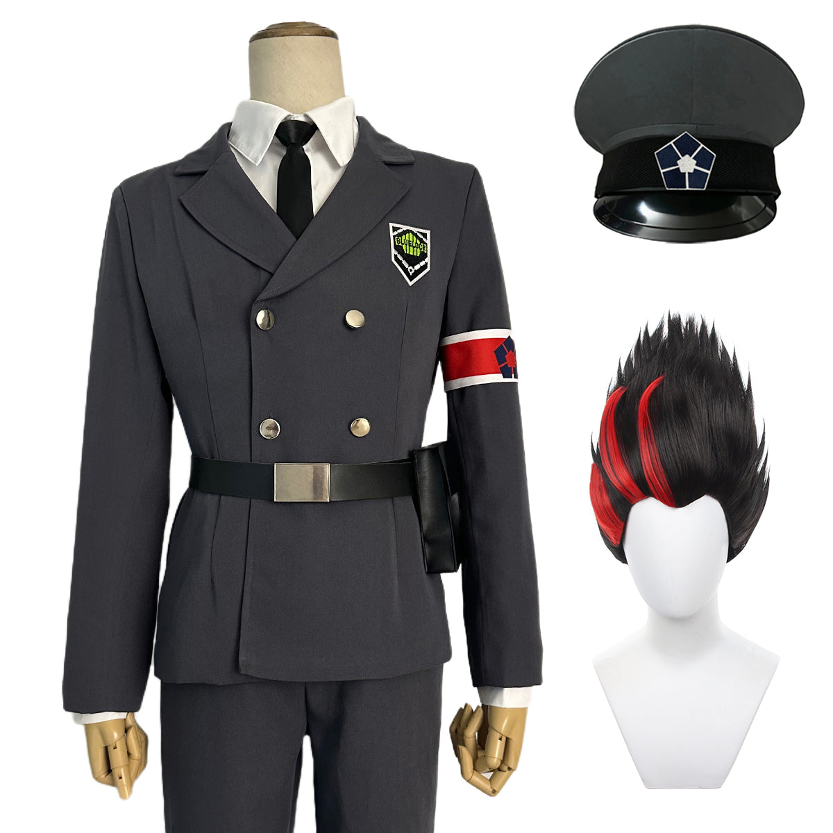 HOLOUN Anime Exhibition Guards Series Barou Cosplay Costume Uniform Hat Belt Wig Rose Net Synthetic Fiber Halloween Christmas Gift
