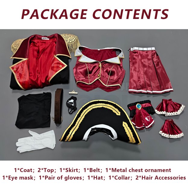 Pre-sale HOLOUN Captain Houshou Marine Cosplay Costume Vtuber Anime Embroidery Coat Top Skirt Convention Halloween Christmas Party Outfit