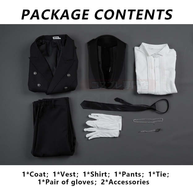 Pre-sale HOLOUN Anime Sebastian Michaelis Cosplay Costume Tuxedo Outfit Tailcoat Suit Vest Shirt Pants Tie Convention Halloween Party