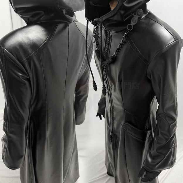 Pre-sale HOLOUN KH Game Organization Cosplay Costume Black Hooded Leather Coat Necklace Gloves Convention Halloween Christmas