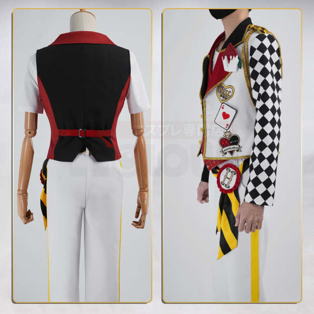 HOLOUN Twisted Game ‌Heartslabyul Cater Ace Trey Deuce Cosplay Costume Jacket Grey Red Vest Shirt Pants Convention Halloween Christmas