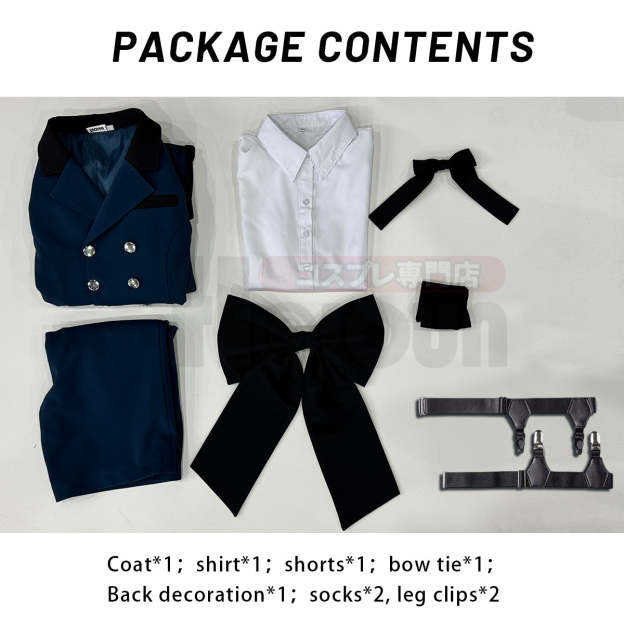 HOLOUN Butler Anime Ciel Phantomhive Cosplay Costume Dark Blue Double-Breasted Coat Shirt Short Daily Wear Cos Convention
