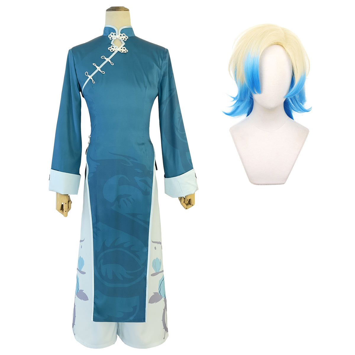 HOLOUN Anime Kaiser Cosplay China Costume Wig Kung Fu Tang Suit Halloween