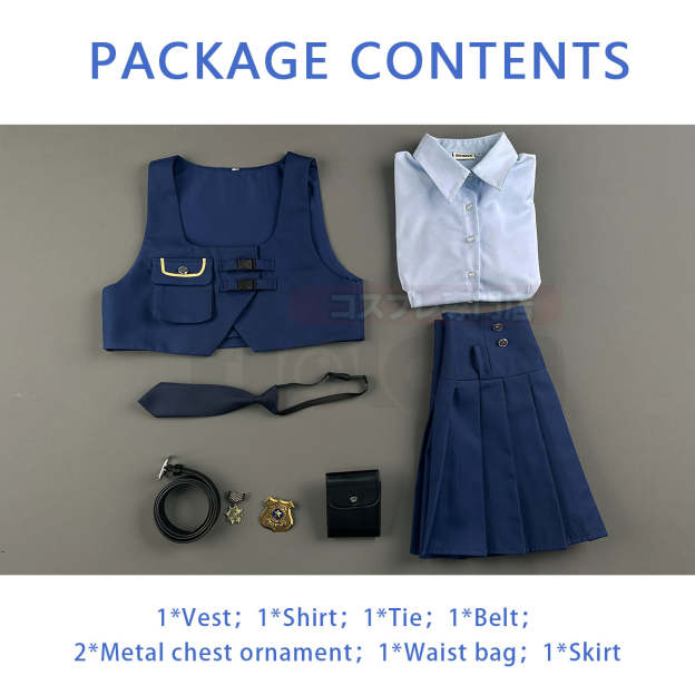 HOLOUN Zoo Movie Judith Hopps Cosplay Costume Blue Vest Shirt Skirt Halloween Christmas Animation Convention Adult Daily Wear