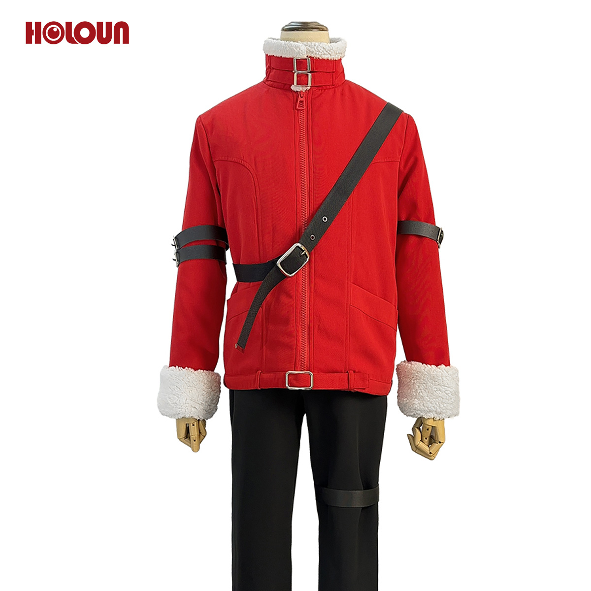 HOLOUN Frieren Beyond Journey's End Anime Stark Cosplay Costume Wig Red Winter Jacket Black Pants Halloween Christmas Convention