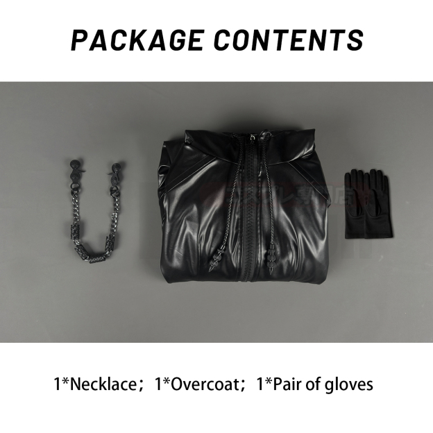 Pre-sale HOLOUN KH Game Organization Cosplay Costume Black Hooded Leather Coat Necklace Gloves Convention Halloween Christmas