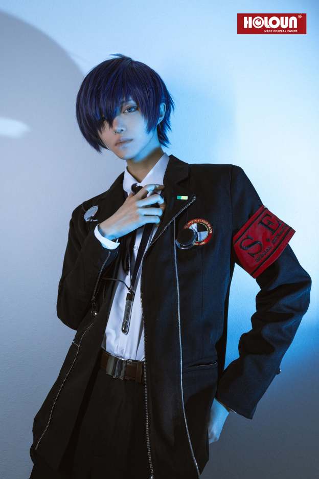 HOLOUN Game P3 Makoto Yuki Cosplay Costume Wig Gekkoukan High School Uniform Embroidery Suit Pants Shirt Daily Wearing Gift
