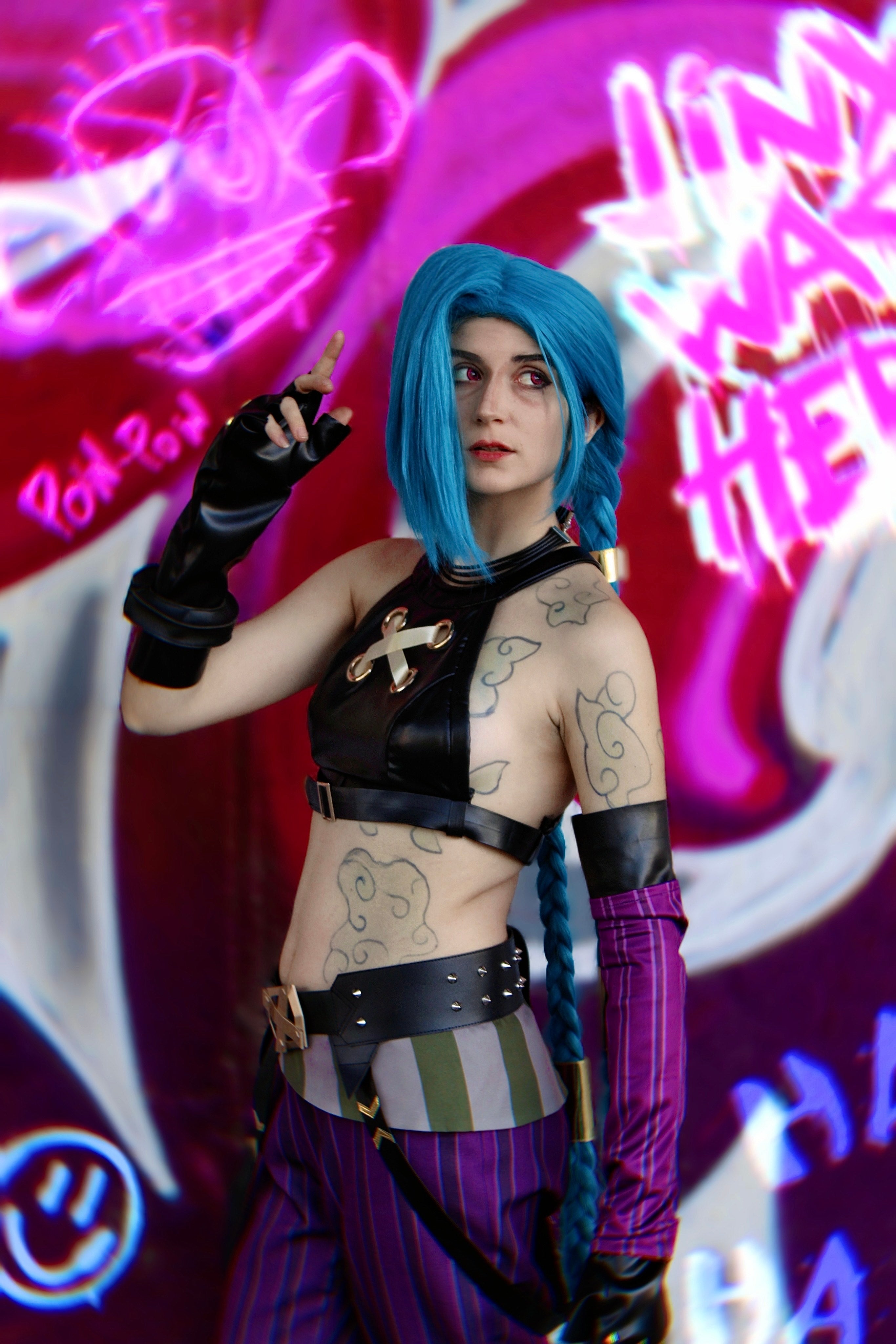 HOLOUN LOL Game Jinx Cosplay Costume Wig Loli Outfit Halloween Christmas Gift Cos Convention