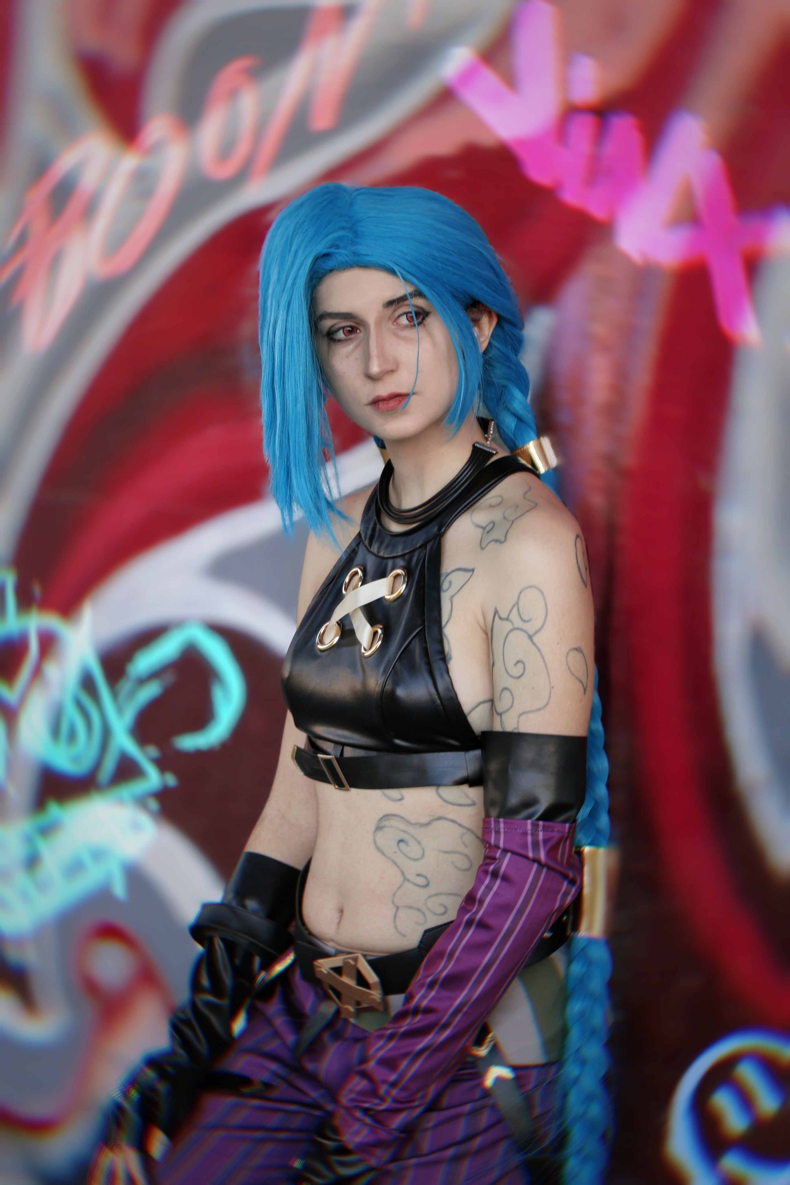 HOLOUN LOL Game Jinx Cosplay Costume Wig Loli Outfit Halloween Christmas Gift Cos Convention