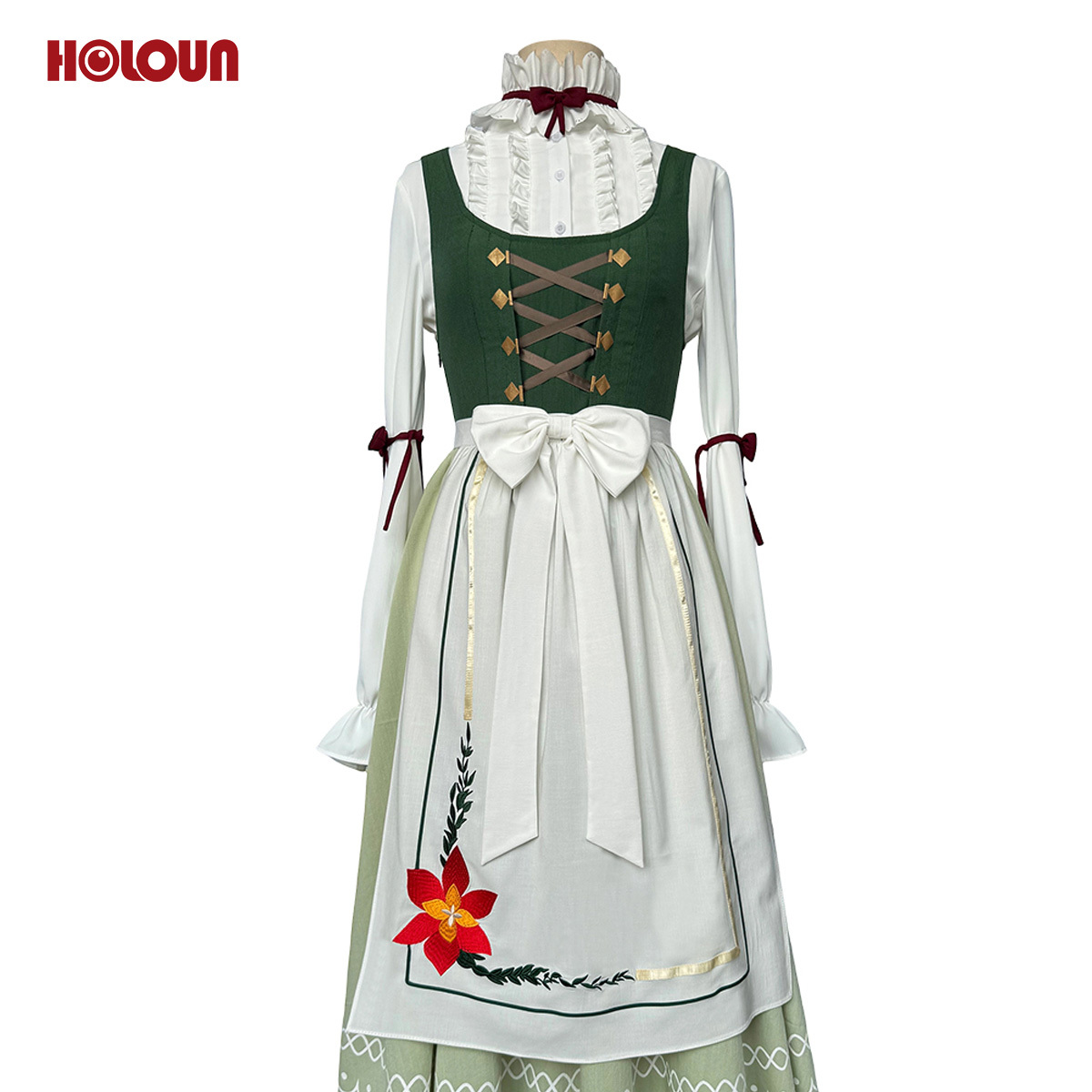 HOLOUN Frieren Beyond Journey's End Anime Fern Cosplay Costume Dress Shirt Embroidery Apron Handkerchief Headscarf Daily Wear