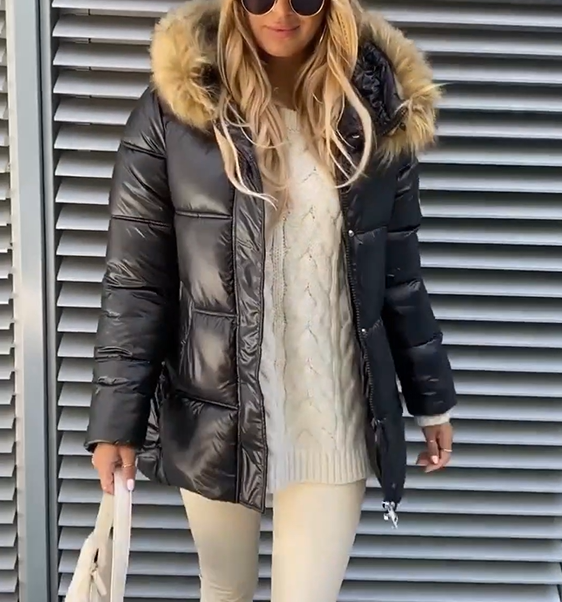 Duck down hooded coat