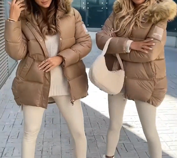 Duck down hooded coat