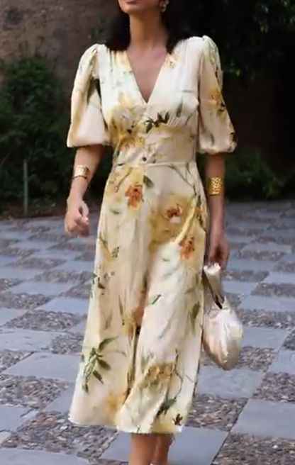 Retro floral print dress