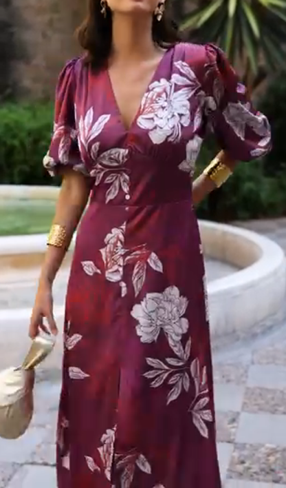 Retro floral print dress