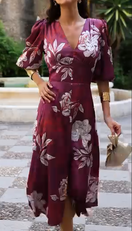 Retro floral print dress