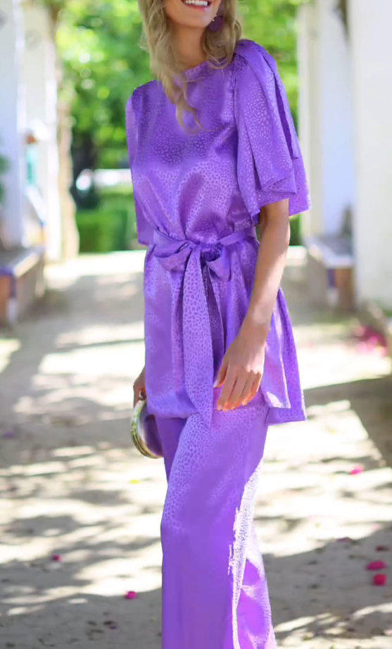 Purple jacquard jumpsuit