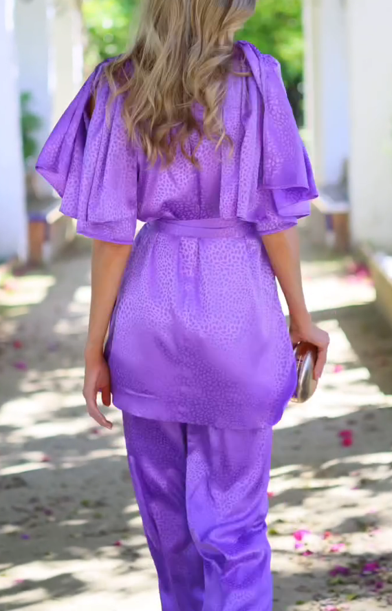 Purple jacquard jumpsuit