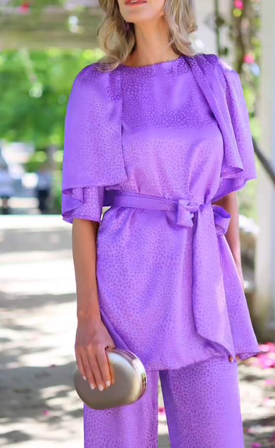 Purple jacquard jumpsuit