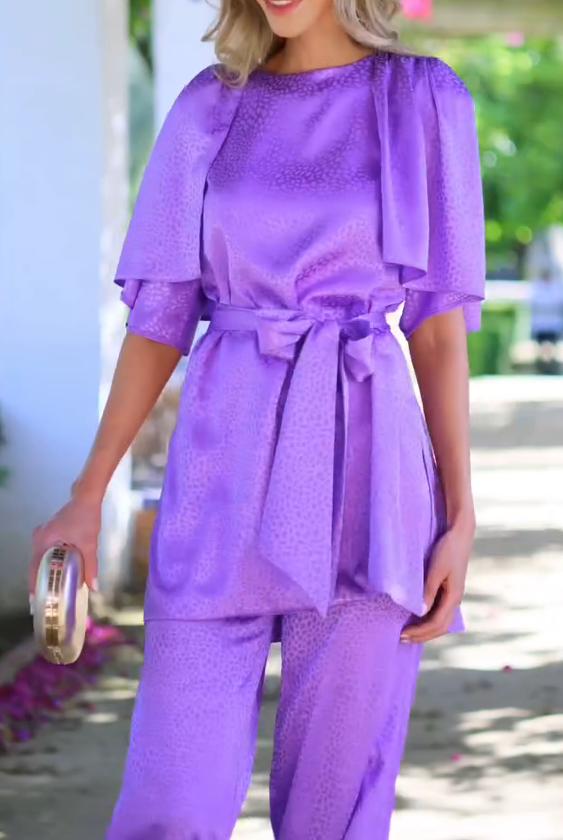 Purple jacquard jumpsuit