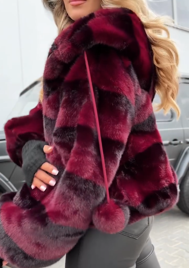 Plaid Plush Hooded Cropped Jacket