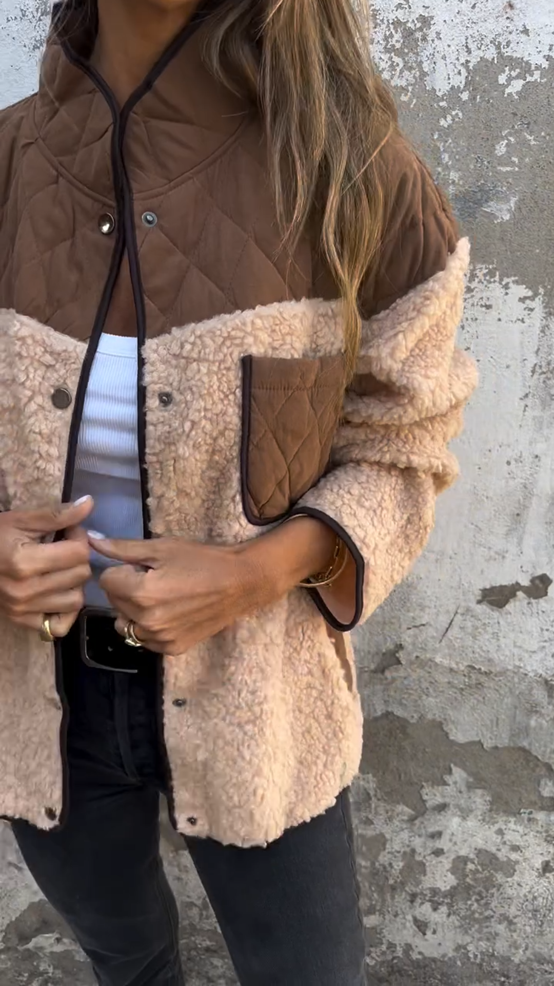 Cozy Contrast Quilted Jacket