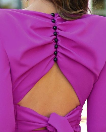 Rose pink backless suit skirt