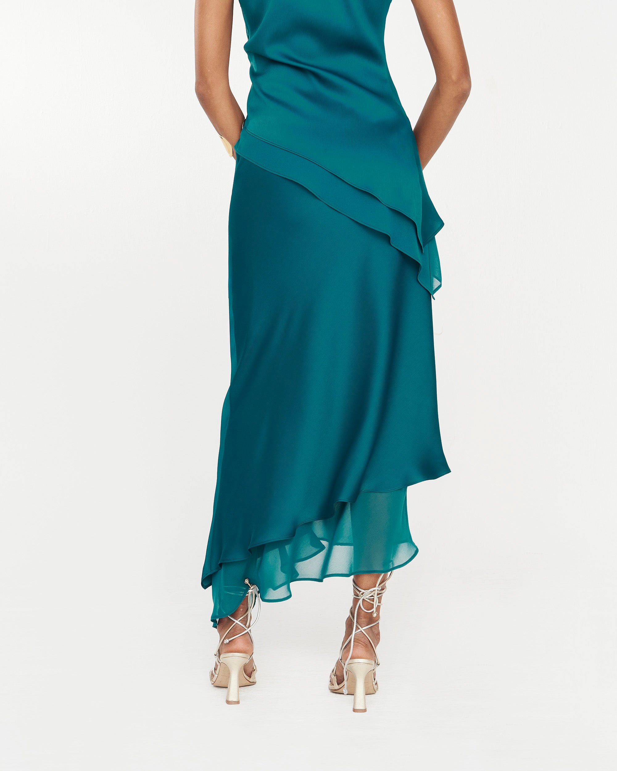 One-shoulder layered dress