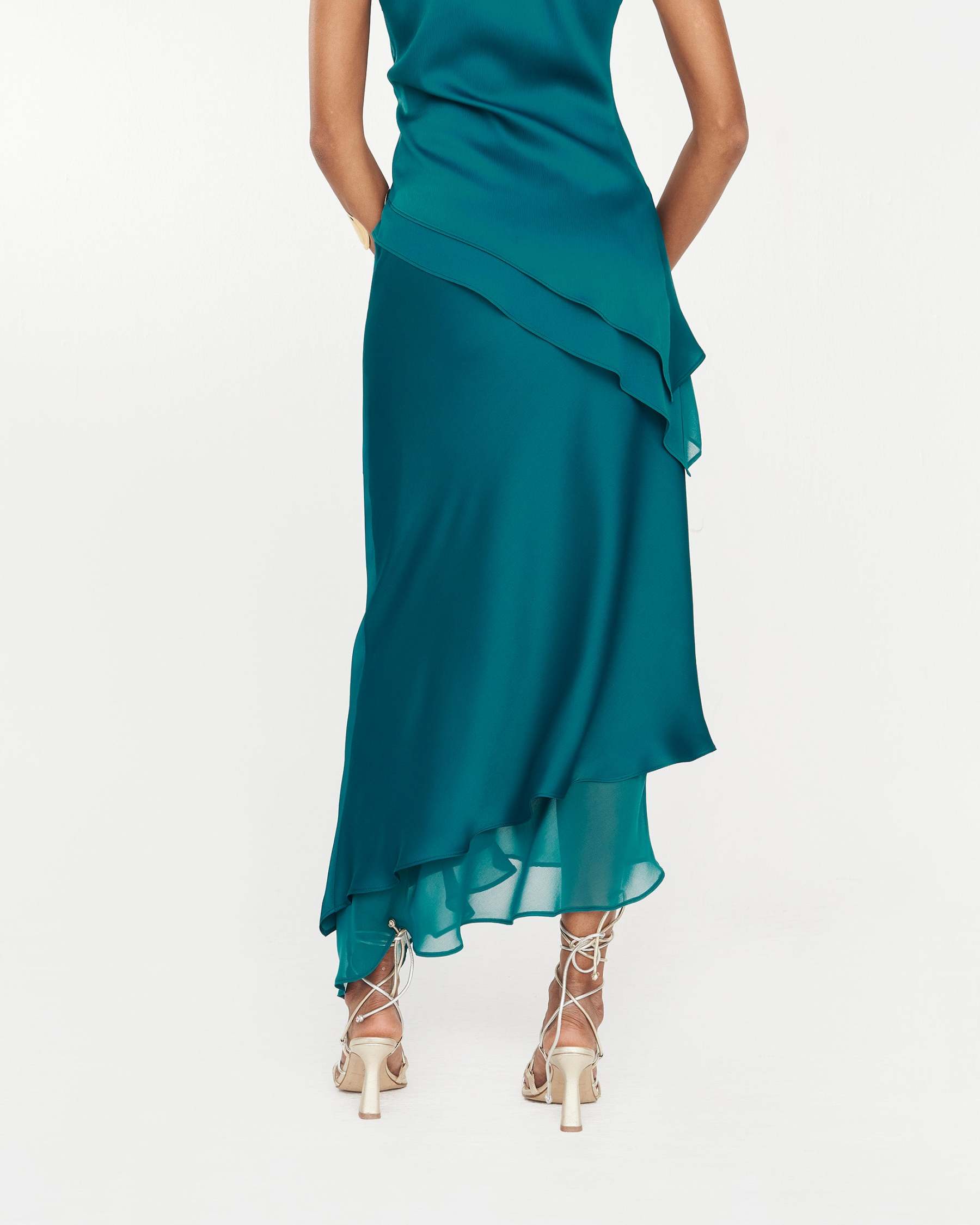 One-shoulder layered dress