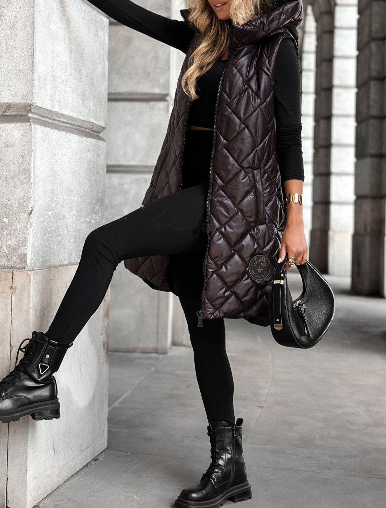 Five Minutes Late Burgundy Quilted Long Vest