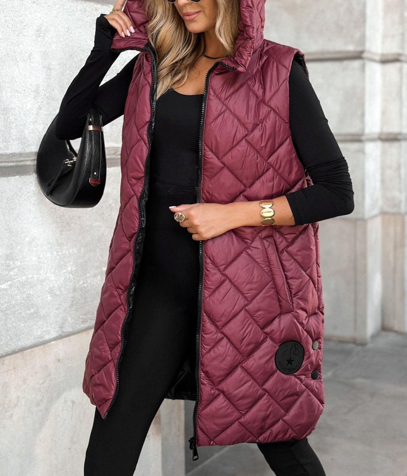 Five Minutes Late Burgundy Quilted Long Vest
