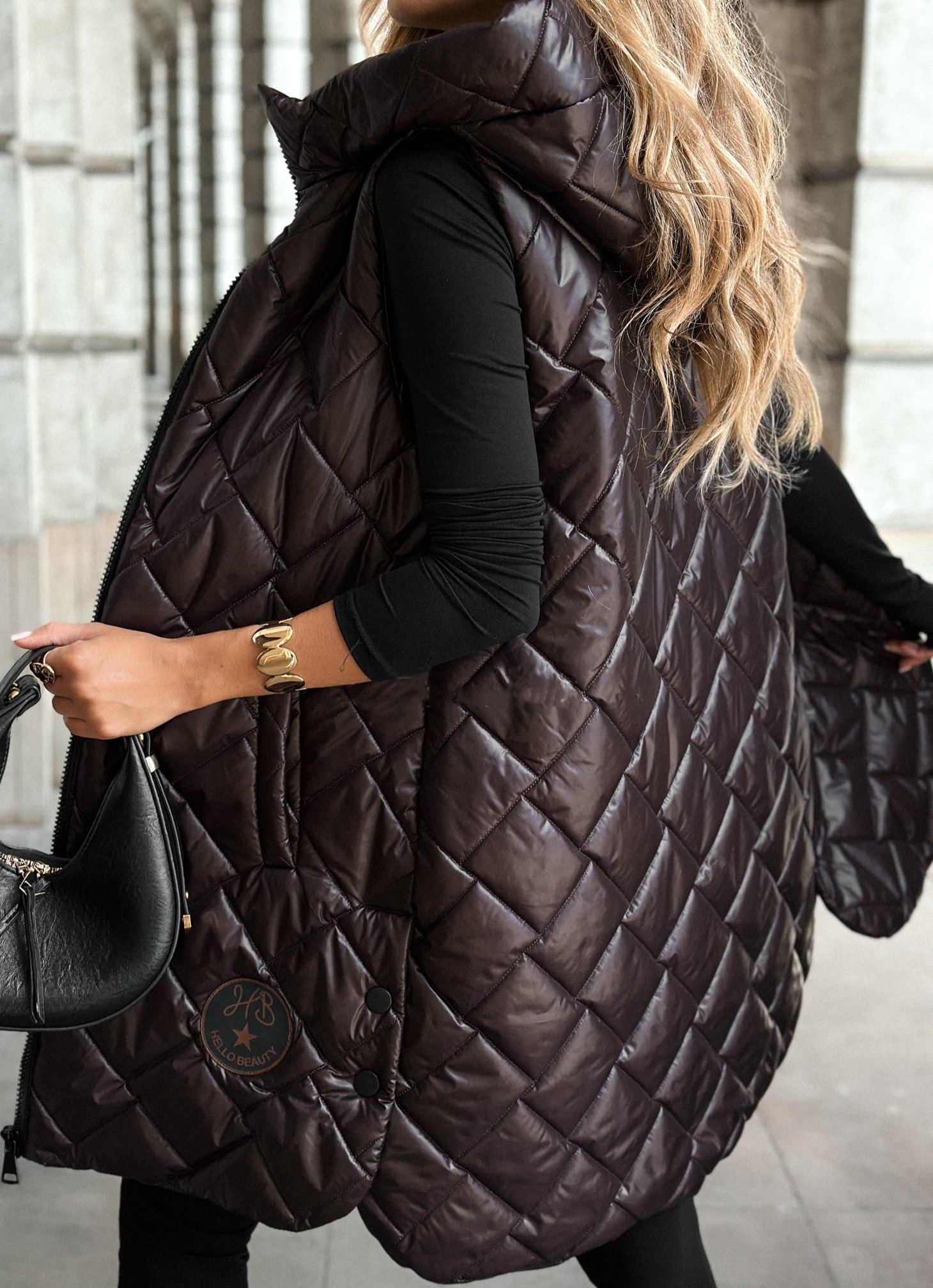 Five Minutes Late Burgundy Quilted Long Vest