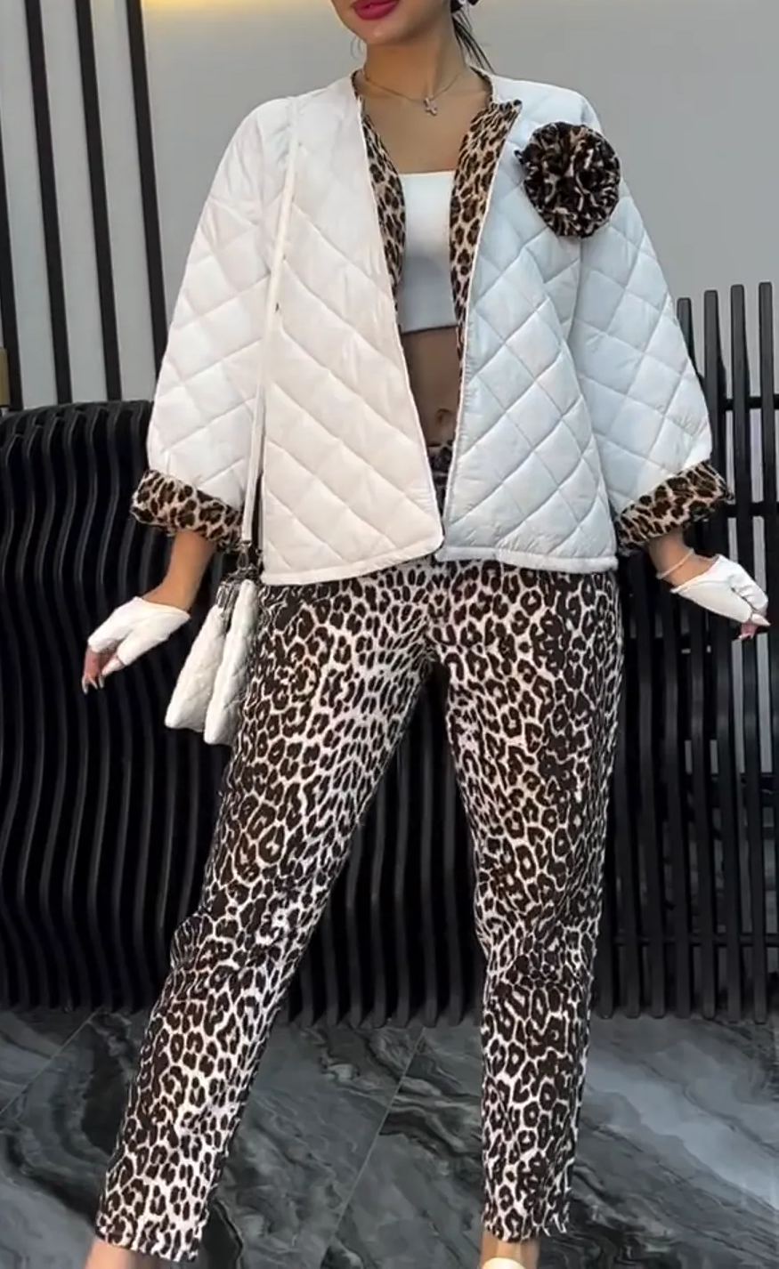 Leopard print floral reversible jacket
