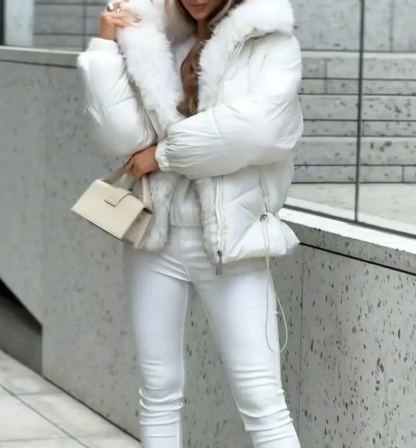 Elegant Faux Fur Trim Puffer Jacket