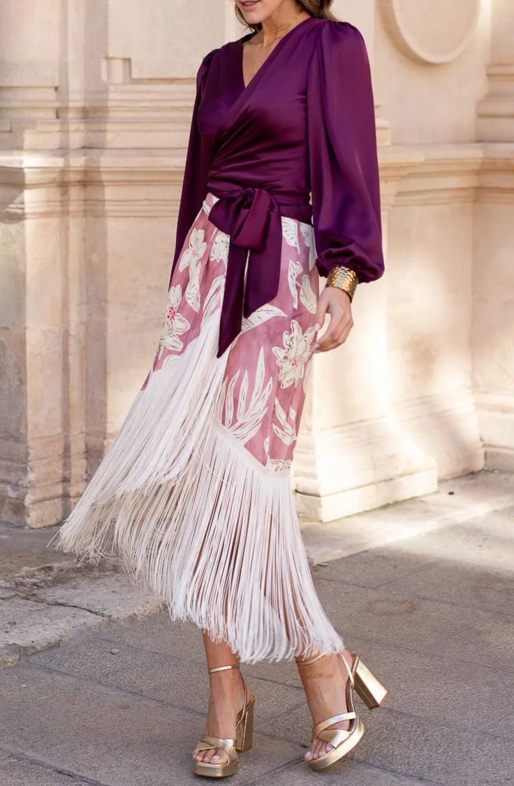 Blouse + Fringed Skirt Set