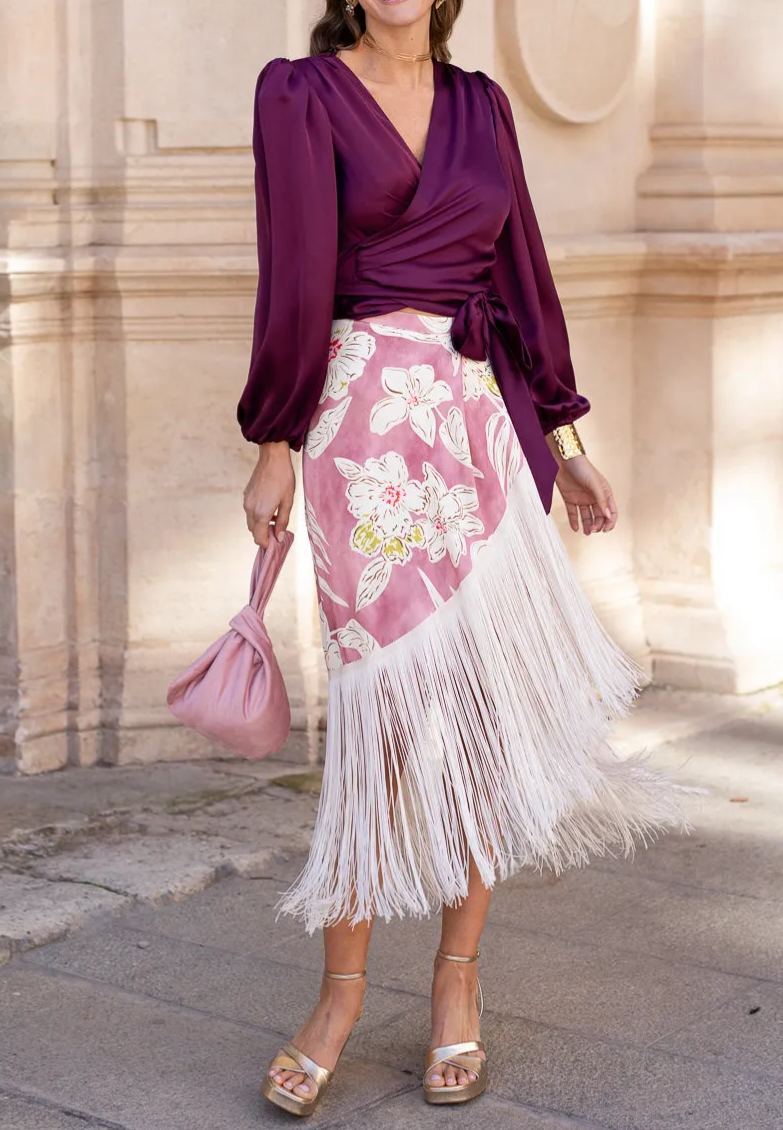 Blouse + Fringed Skirt Set