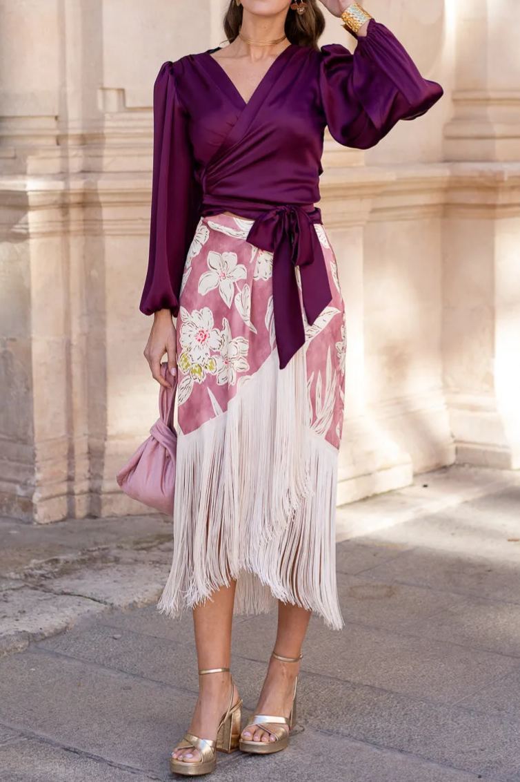 Blouse + Fringed Skirt Set