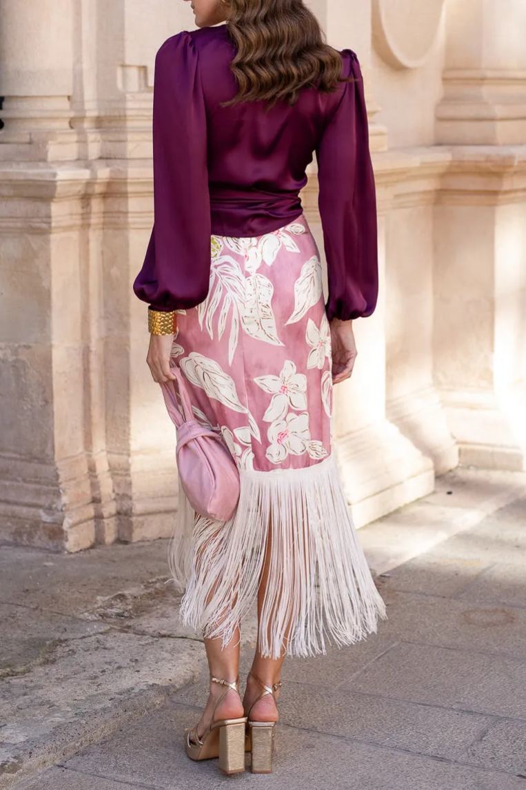 Blouse + Fringed Skirt Set