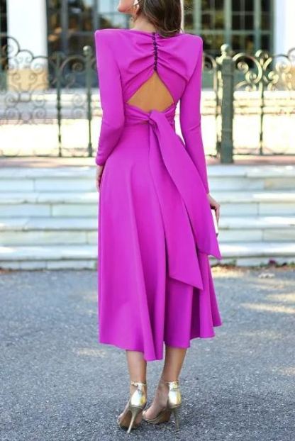 Rose pink backless suit skirt