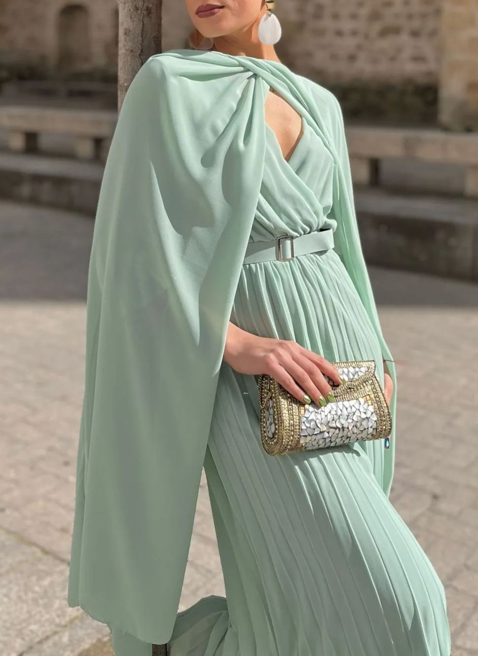 vestido olvido verde pastel