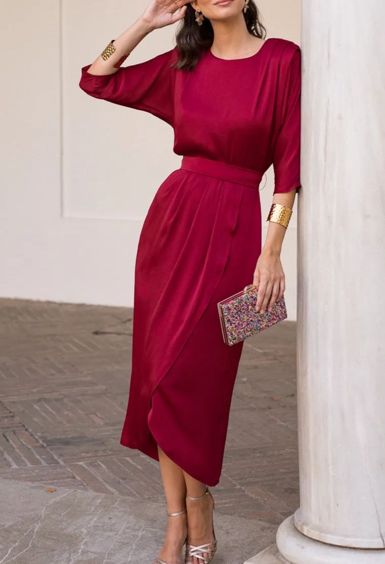 Vestido midi Lola Burdeos