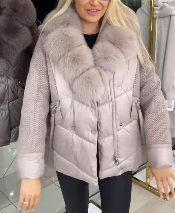 Exquisite light gray down jacket