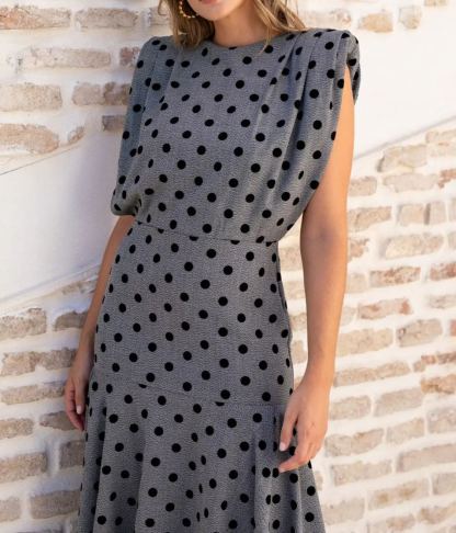 Polka Dot Waisted Fishtail Dress