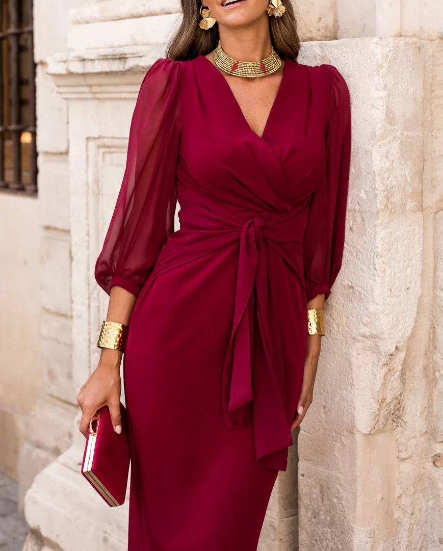 Draped Waist Midi Dress