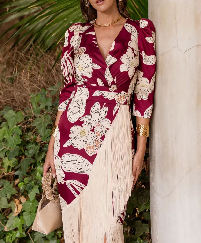 Cherry Print Fringe Dress