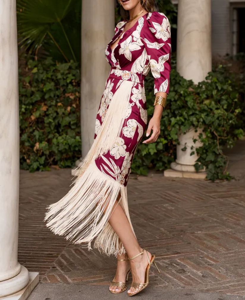 Cherry Print Fringe Dress