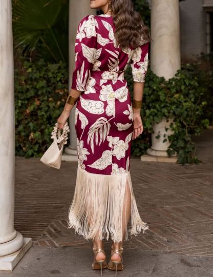 Cherry Print Fringe Dress