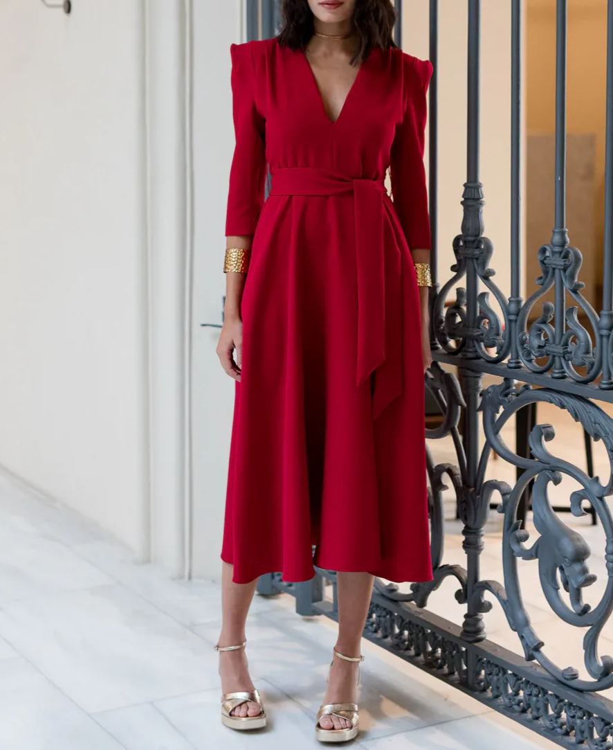 Larios Red Midi Dress