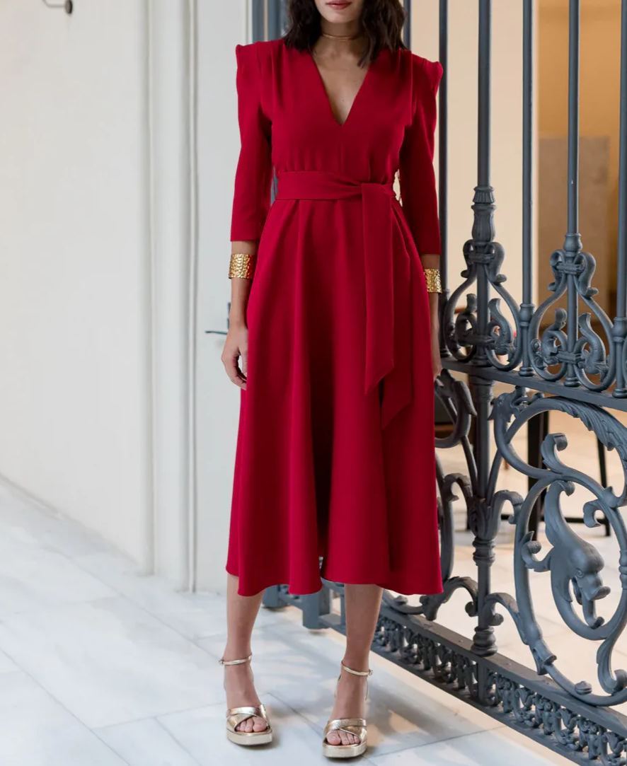 Larios Red Midi Dress